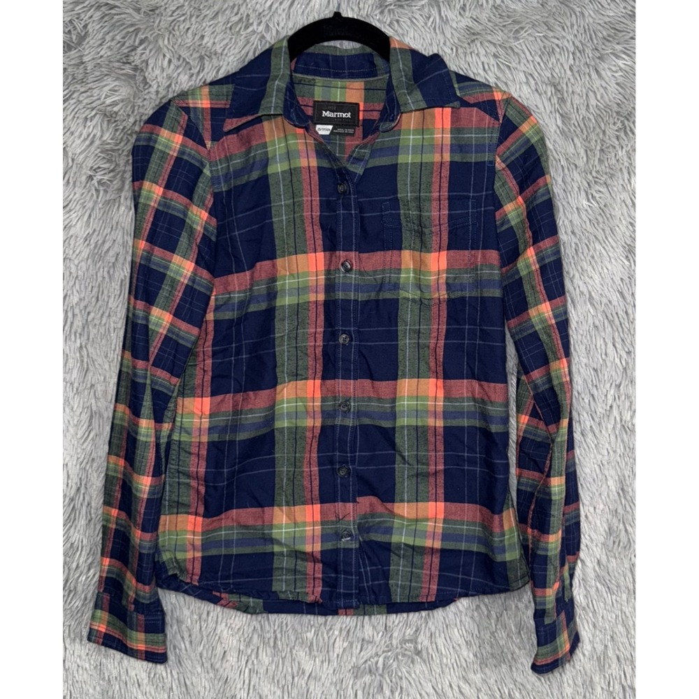 Marmot Long Sleeve Plaid Flannel Button Up Shirt Women's XS